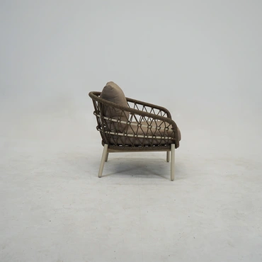 Loungeset Dakota Creme Bruin 4-delig Stoel Bank Aluminium Touw Buiten Tuinstoel Tuinbank Vita Lux - afbeelding 8