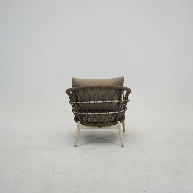 Loungeset Dakota Creme Bruin 4-delig Stoel Bank Aluminium Touw Buiten Tuinstoel Tuinbank Vita Lux - afbeelding 9