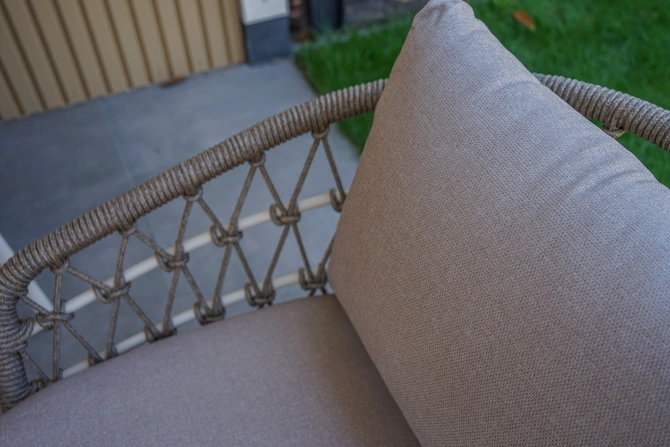 Loungeset Dakota Creme Bruin 4-delig Stoel Bank Aluminium Touw Buiten Tuinstoel Tuinbank Vita Lux - afbeelding 19