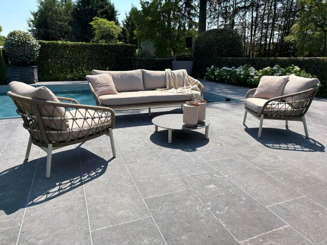 Loungeset Dakota Creme Bruin 4-delig Stoel Bank Aluminium Touw Buiten Tuinstoel Tuinbank Vita Lux - afbeelding 20
