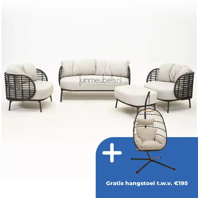 Loungeset Fabrice met voetenbankje - afbeelding 1