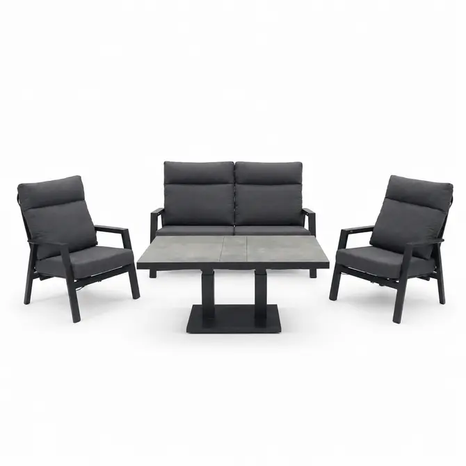 Loungeset Ohio antraciet klein met Murcia loungetafel tafel hoog, Lesli living, Tuincentrumoutlet.com