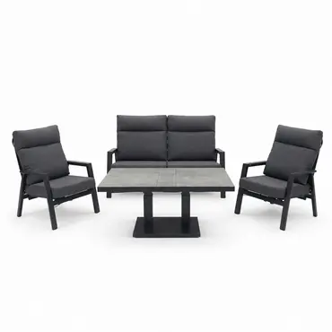 Loungeset Ohio antraciet klein met Murcia loungetafel tafel hoog, Lesli living, Tuincentrumoutlet.com