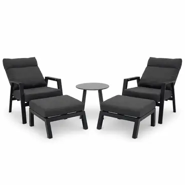 Loungeset Ohio antraciet loungestand met 2 down town voetenbankjes en tafeltje, VITA tuinmeubelen, tuincentrumoutlet.com