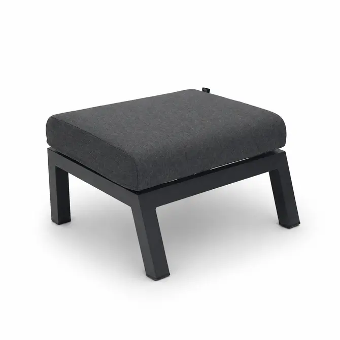 Loungeset Ohio antraciet tafel  met 2 down town voetenbankjes en tafeltje, VITA tuinmeubelen, tuincentrumoutlet.com