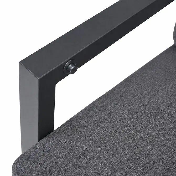 Loungeset Ohio antraciet tafel  met 2 down town voetenbankjes en tafeltje bank detail, VITA tuinmeubelen, tuincentrumoutlet.com