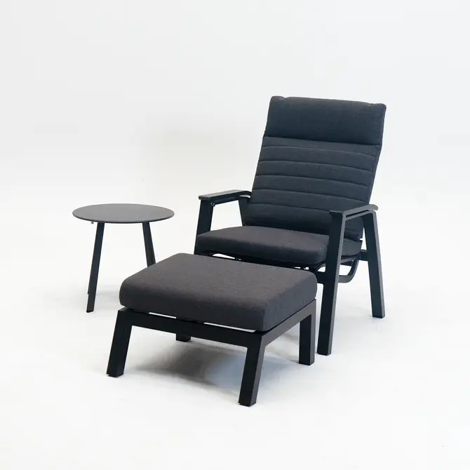 Loungeset Ohio antraciet met 2 down town voetenbankjes en tafeltje - afbeelding 2