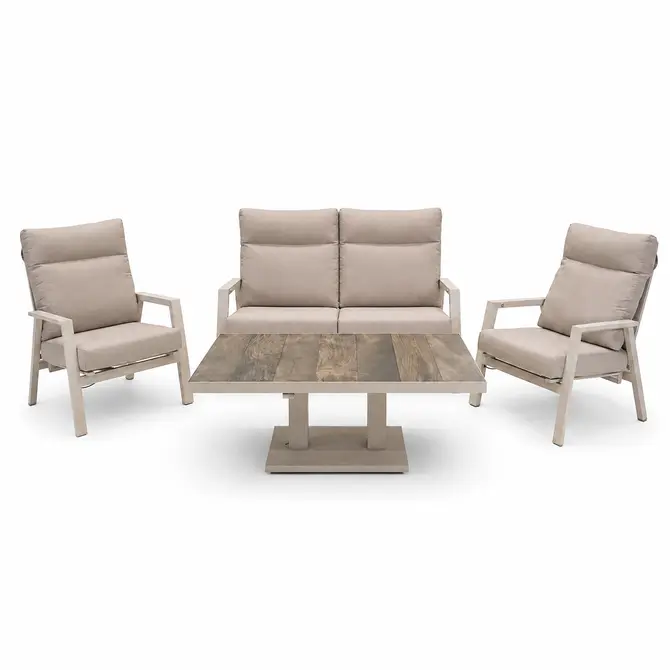 Loungeset Ohio crème klein met Prato loungetafel, Lesli Living, Tuincentrumoutlet.com