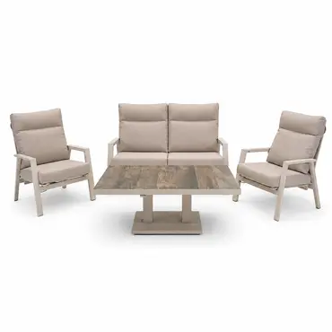 Loungeset Ohio crème klein met Prato loungetafel, Lesli Living, Tuincentrumoutlet.com