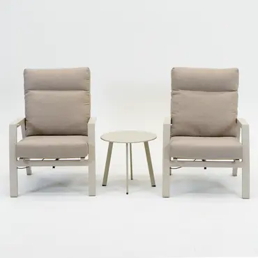 Loungeset Ohio Crème met 2 Primero voetenbankjes en tafeltje - afbeelding 3