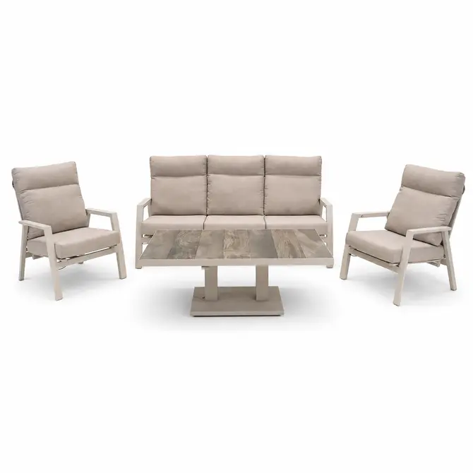 Loungeset Ohio crème met Prato loungetafel, Lesli Living, Tuincentrumoutlet.com