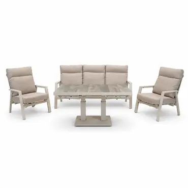 Loungeset Ohio crème met Prato loungetafel tafel hoog, Lesli Living, Tuincentrumoutlet.com