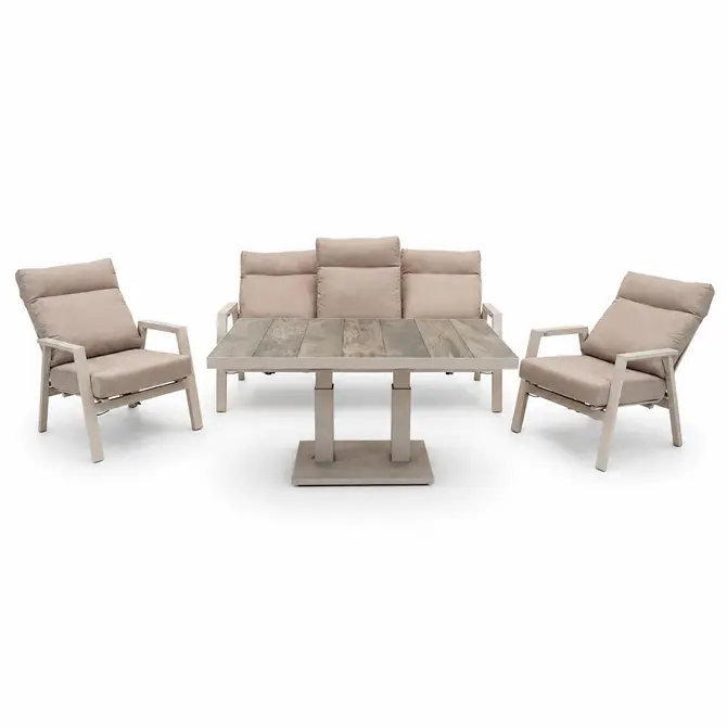 Loungeset Ohio crème met Prato loungetafel alles open, Lesli Living, Tuincentrumoutlet.com