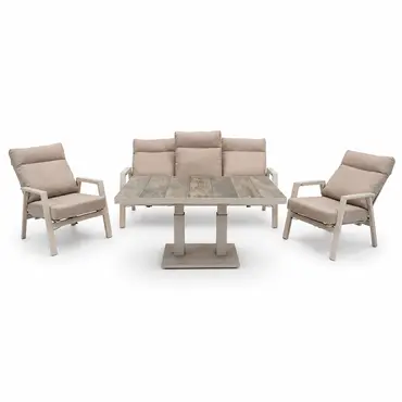 Loungeset Ohio crème met Prato loungetafel alles open, Lesli Living, Tuincentrumoutlet.com