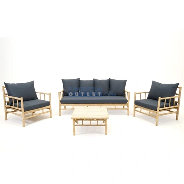 Loungeset Vita Bamboo 4 delig - naturel, HVTM, Tuincentrum Outlet