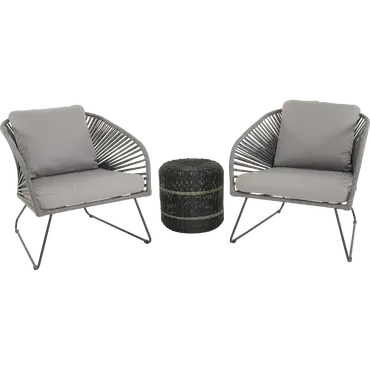 Loungestoel Izumi grijs met bijzettafeltje, Lesli Living, tuincentrumoutlet.com