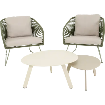 Loungestoel izumi groen met tafeltjes, Lesli Living, tuincentrumoutlet.com