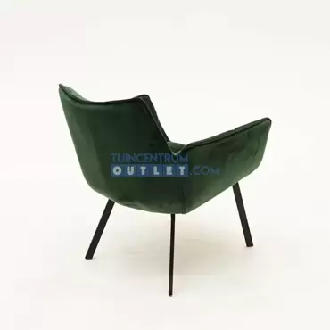 Loungestoel MRS groen velvet, achterkant, tuincentrumoutlet
