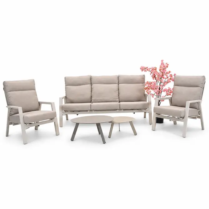 Loungestoel ohio crème sfeerset, Lesli Living, tuincentrumoutletl.com