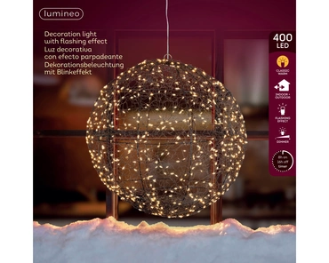 Lumineo LED Ball Frame Rond Zwart 28 cm sfeerbeeld, Lumineo, tuincentrumoutlet.com
