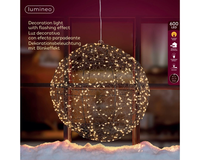 Lumineo LED Ball Frame Zwart 38 cm sfeerbeeld, Lumineo, tuincentrumoutlet.com