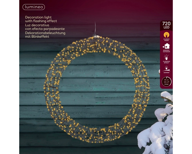 Lumineo LED kransring zwart 7,5 cm sfeerfoto, Lumineo, tuincentrumoutlet.com