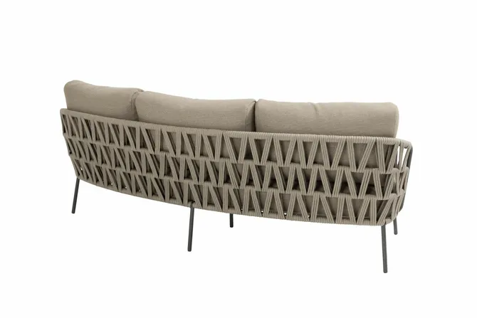 Mallorca 3 seater low dining bench terre with 4 cushions,  achteraanzicht 4SO, tuincentrumoutlet.com