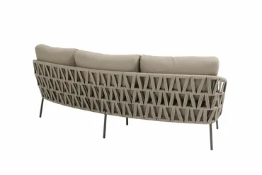 Mallorca 3 seater low dining bench terre with 4 cushions,  achteraanzicht 4SO, tuincentrumoutlet.com