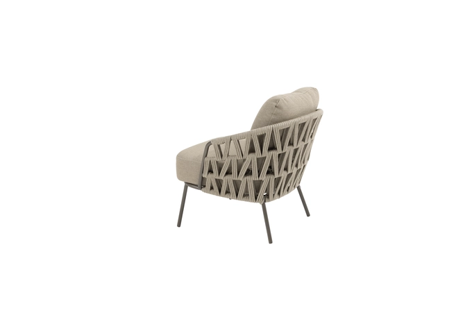 Mallorca low dining chair terre with 2 cushions, zijaanzicht 4SO, tuincentrumoutlet.com