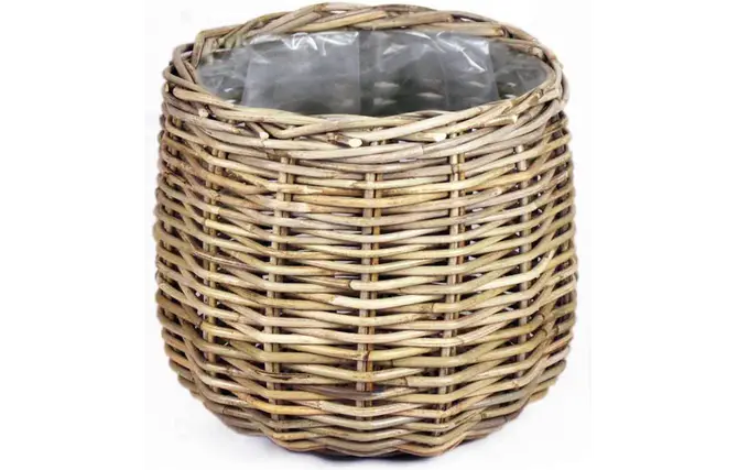 Mand rond d26h24cm grijs, Van der Leeden, tuincentrumoutlet.com