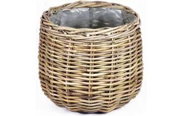 Mand rond d26h24cm grijs, Van der Leeden, tuincentrumoutlet.com
