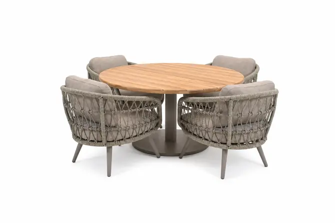 Mango low diningtafel met 4 Canazei stoelen, Vita tuinmeubelen, tuincentrumoutlet.com