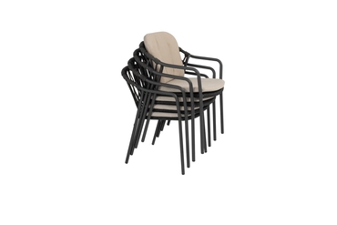 Manolo tafel 75x75x75 cm met 4 Manitoba stoelen Antraciet details, 4 Seasons Outdoor, tuincentrumoutlet.com