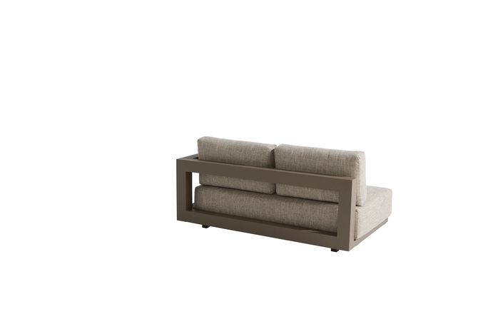 Metropolitan 2.5 seater bench mocca left arm with 5 cushions, achteraanzicht 4SO, tuincentrumoutlet.com