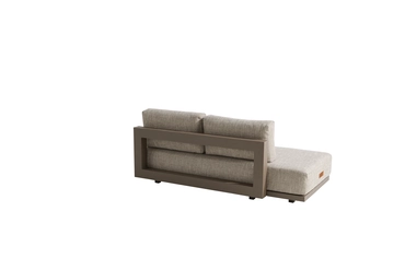 Metropolitan 2.5 seater bench mocca open end L/R with 5 cushions, achteraanzicht4SO, tuincentrumoutlet.com