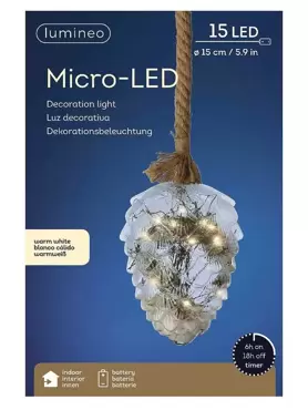 Micro LED dennenappel d15, Lumineo, www.tuincentrumoutlet.com