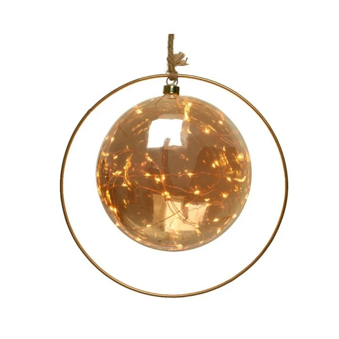 Microled bal d20h20cm ambr/k.wrm bo aan, Lumineo, Tuincentrum Outlet