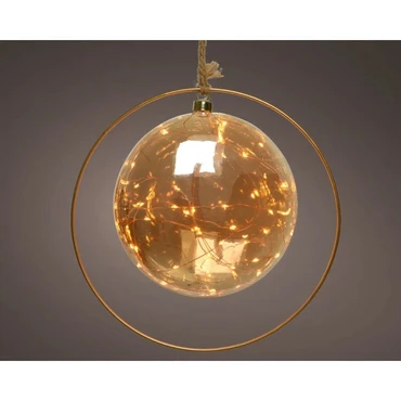 Microled bal d20h20cm ambr/k.wrm bo aan 2, Lumineo, Tuincentrum Outlet