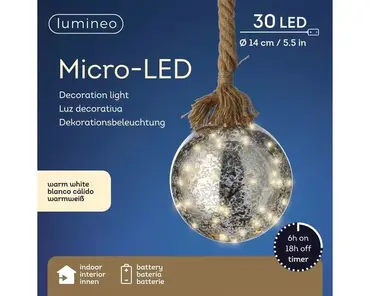 Microled bal touw d14cm-30l wwt bo, Lumineo, tuincentrumoutlet