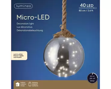 Microled bal touw d20 wit doos, Lumineo, tuincentrumoutlet