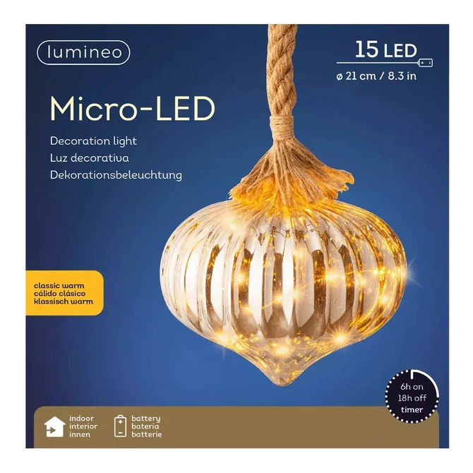 Microled ui d20h21cm smoke/kwrm bo, Lumineo, Tuincentrum Outlet
