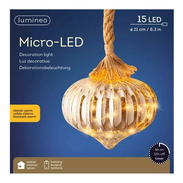 Microled ui d20h21cm smoke/kwrm bo, Lumineo, Tuincentrum Outlet