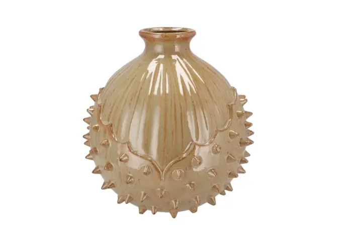 MIKA CARAMEL VASE CHESTNUT 24X24X24CM, Daan kromhout, tuincentrumoutlet.com