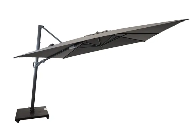 Monaco 3x3 flex III grijs met verrijdbare 90kg voet parasol, Madison, tuincentrumoutlet