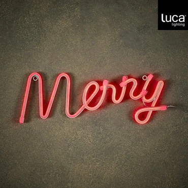 Neon light MERRY rood led IP20 en timer adapter included - l43xb12xh2,5cm