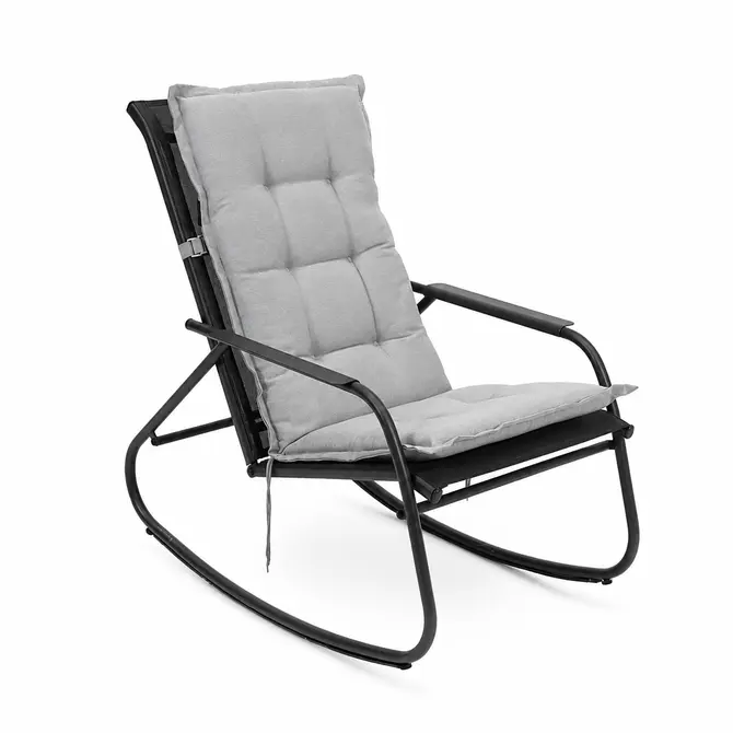 Noa rocking chair met grijs zitkussen, Vita tuinmeubelen, tuincentrumoutlet.com