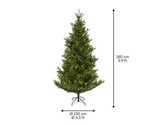 Nordmann bm fir prelit d130h180cm wwt afmetingen, Everlands, tuincentrumoutlet.com