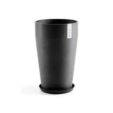 Onderschotel Rond Dark Grey 30 sfeerfoto, Ecopots, tuincentrumoutlet