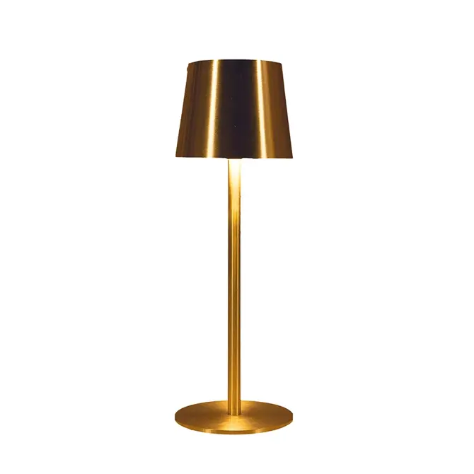 OPLAADBARE TAFELLAMP ALUMINIUM WARM WIT DIMBAAR 1200MAH INCLUSIEF USB KABEL 27.5X9CM GOUD