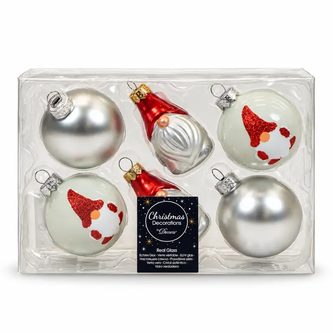 Orn.gls beeldjes d6cm multi 6st, decoris, tuincentrumoutlet.com